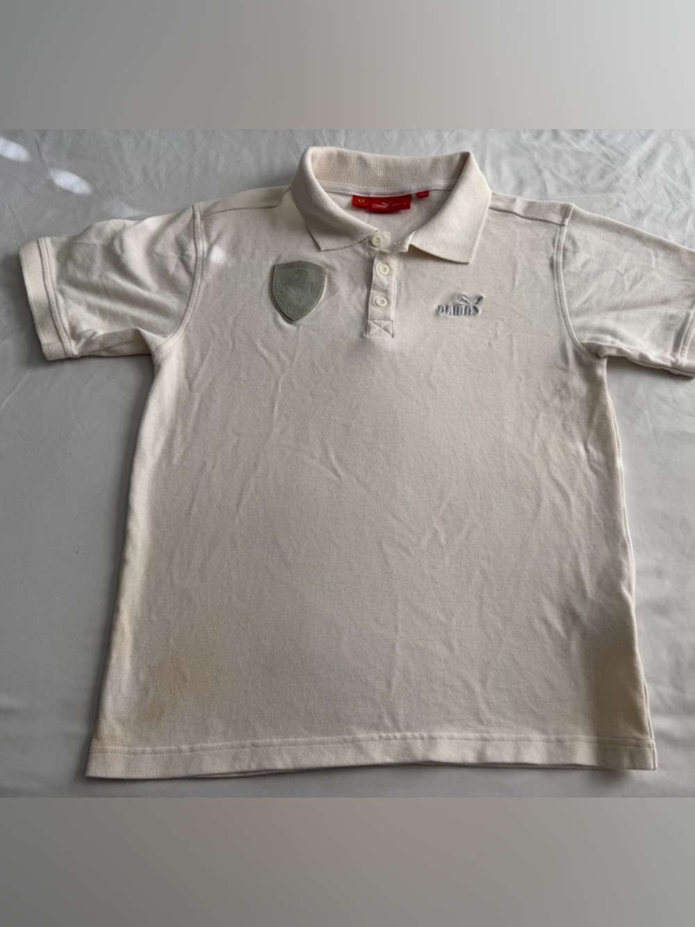 🔥PUMA FERRARI SHORT SLEEVE POLO 100% COTTON WHITE BOYS XL/ MEN'S SMALL NWT $38